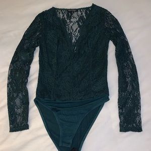 Miss Selfridge Lace Long Sleeve Bodysuit